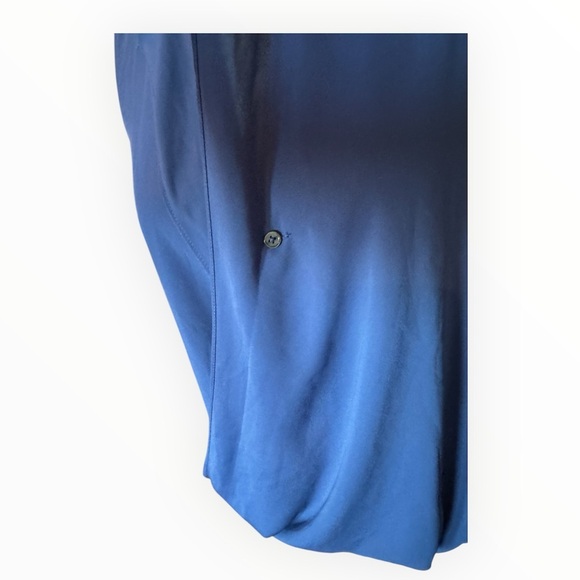 NWT Anthropologie Current Air Collared Crossover Top Blue XS Classic V Neck - Picture 5 of 8